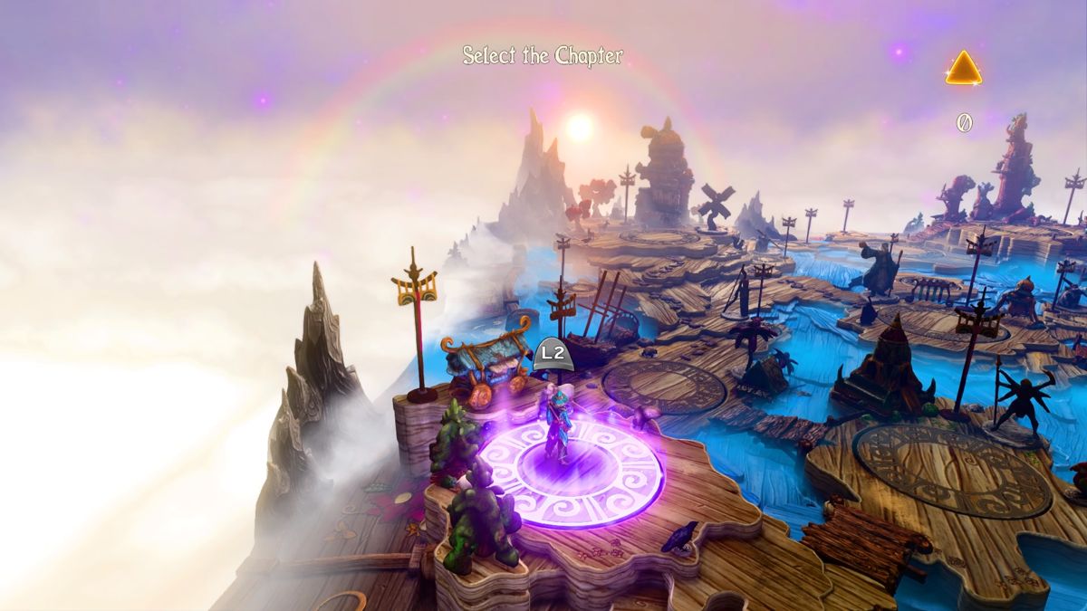 Trine 3: The Artifacts of Power (PlayStation 4) screenshot: Story chapters need to be unlocked in order to play them