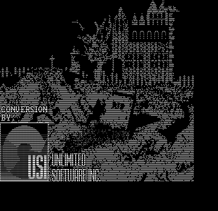 Castlevania (DOS) screenshot: The opening sequence(Hercules Monochrome)