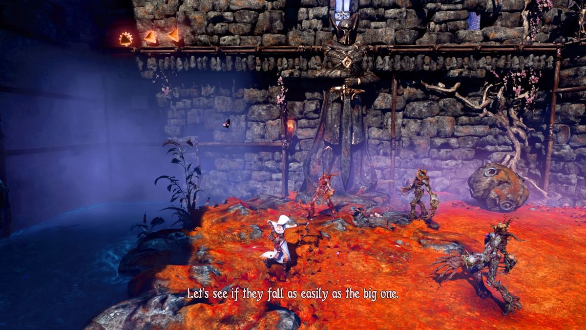 Trine 3: The Artifacts of Power (PlayStation 4) screenshot: Fighting root monsters
