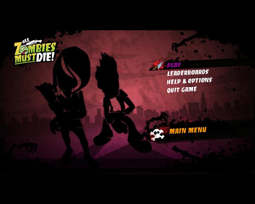 All Zombies Must Die! (Windows) screenshot: Main menu.