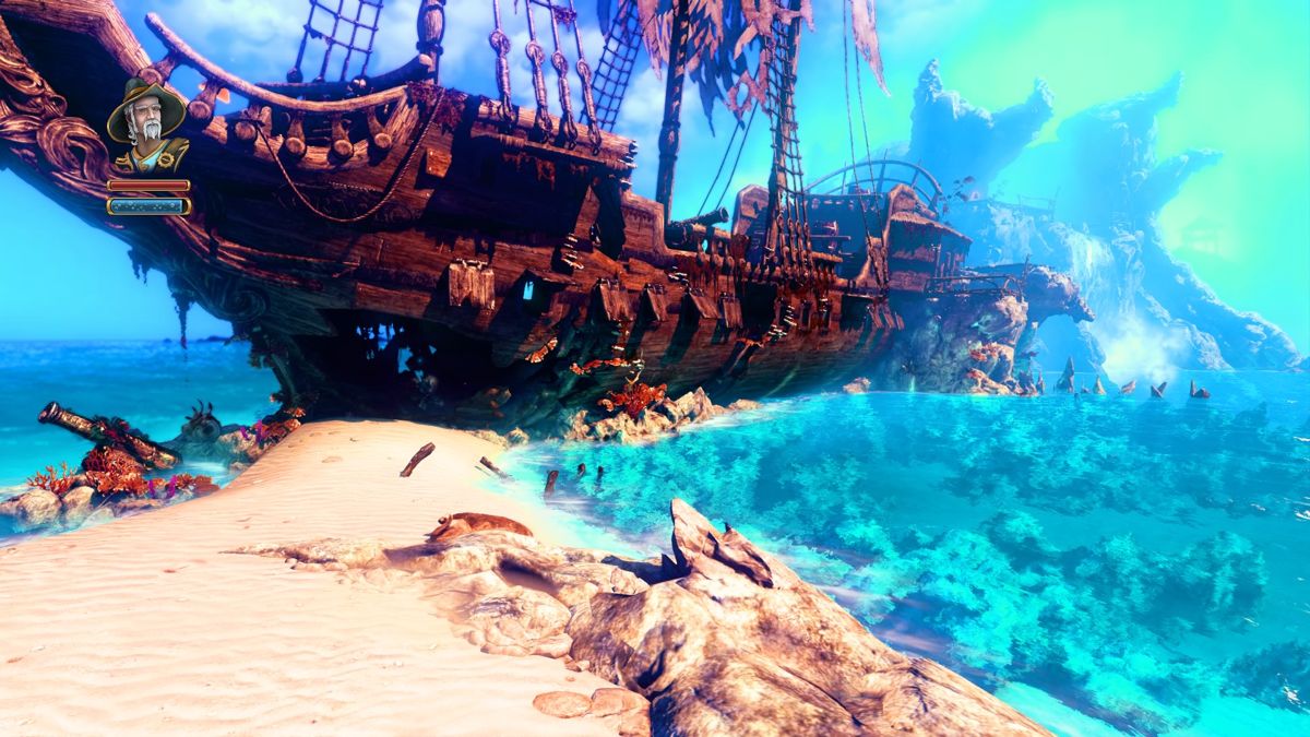 Trine 3: The Artifacts of Power (PlayStation 4) screenshot: Diving around a sunken galleon