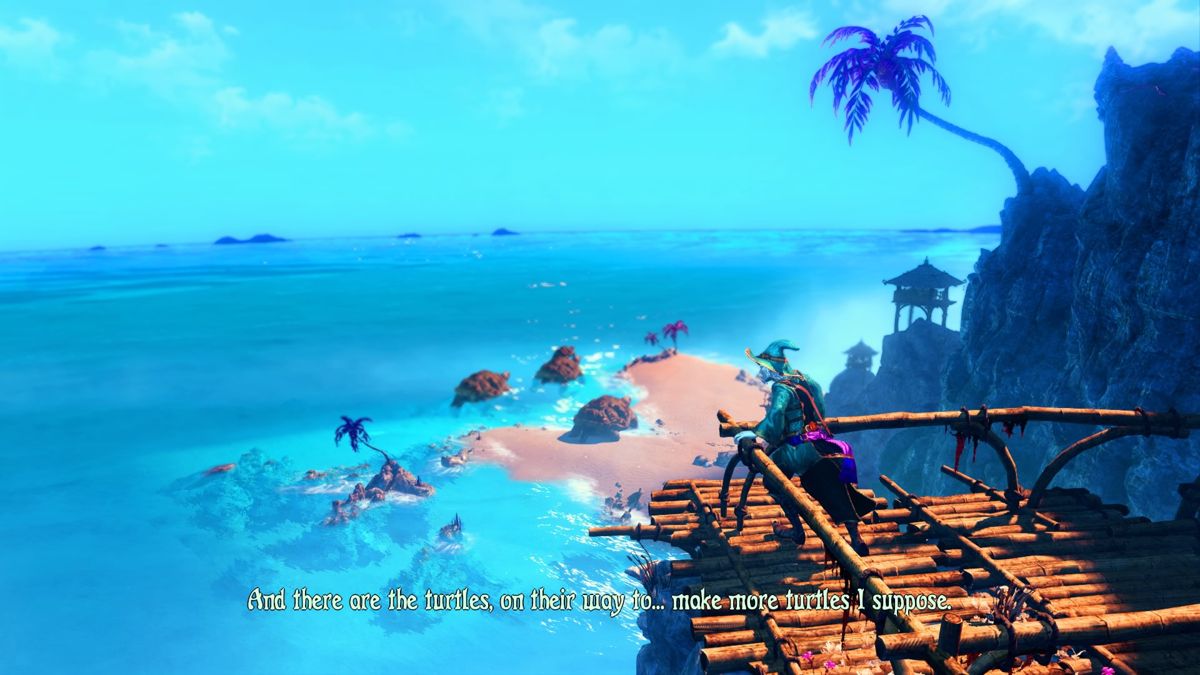 Trine 3: The Artifacts of Power (PlayStation 4) screenshot: Nice view of the... ahem, turtles?