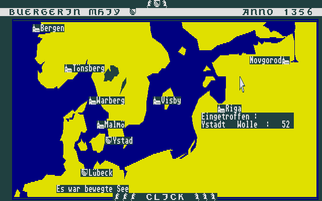 Hanse (Atari ST) screenshot: Map (color)