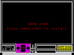 Miami Vice (ZX Spectrum) screenshot: Game Over