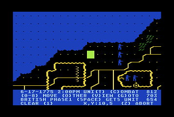 Sons of Liberty (Atari 8-bit) screenshot: Command Entry