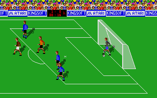 Soccer King (Atari ST) screenshot: Surprisingly resulting in a goal