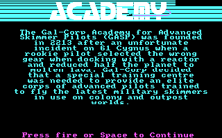 Space School Simulator: The Academy (DOS) screenshot: Story