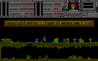 Warlock (Atari ST) screenshot: Zombies ahead