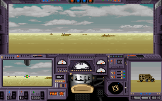K-1 Tank (DOS) screenshot: Trying to catch the truck in convoy
