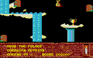 Sorcery+ (Atari ST) screenshot: Oh, sorcerers can't swim. Bad!