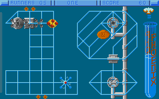 Tetra Quest (Atari ST) screenshot: Teleporting to destination back a screen