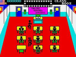 Mikie (ZX Spectrum) screenshot: Annoying teacher