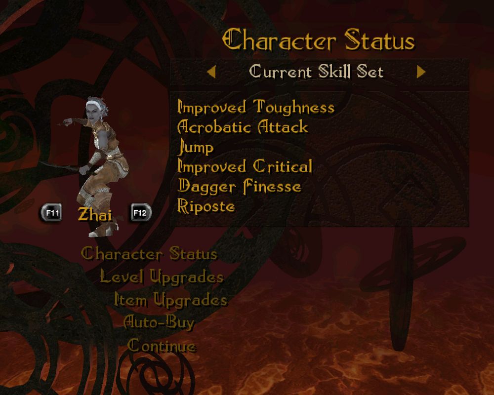 Forgotten Realms: Demon Stone (Windows) screenshot: Between levels you can buy skill upgrades with exp. points or magic items with your money