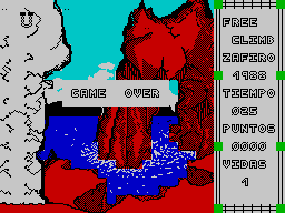 Free Climbing (ZX Spectrum) screenshot: Game over