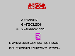Free Climbing (ZX Spectrum) screenshot: Title screen
