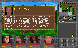 Yendorian Tales: The Tyrants of Thaine (DOS) screenshot: This nice gentleman here, Samuel, will help you set up your very own castle up and running in no time.