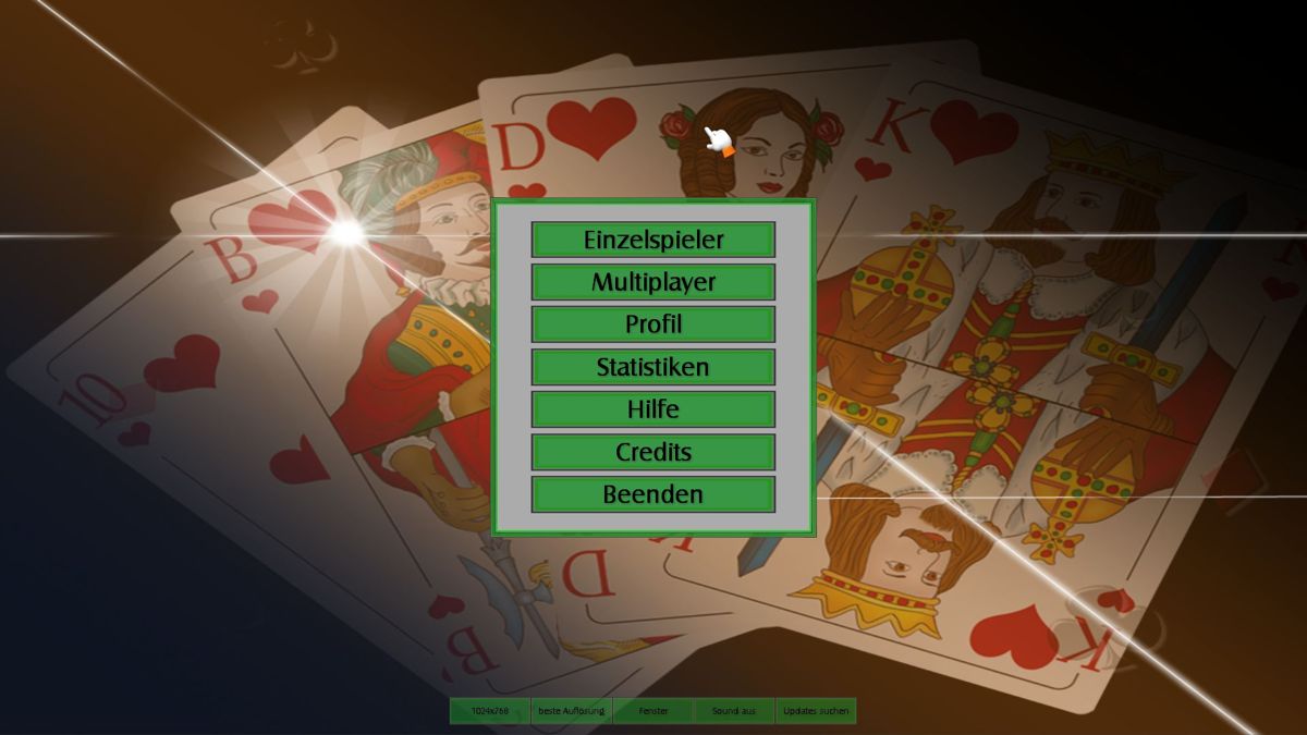 Absolute Canasta (Windows) screenshot: Menue