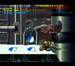Alien Vs Predator (SNES) screenshot: The sliding kick allows to knock back multiple enemies at once.