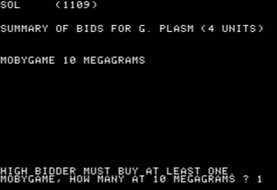Trailblazer (Apple II) screenshot: A Successful Bid