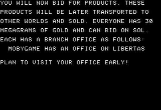 Trailblazer (Apple II) screenshot: Bidding Phase