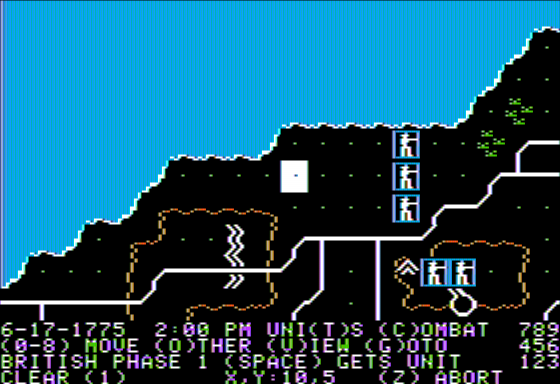 Sons of Liberty (Apple II) screenshot: Command Phase