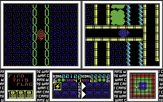 War Cars Construction Set (Commodore 64) screenshot: Finding the flags.