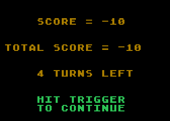 Lunar Lander (Atari 8-bit) screenshot: Score