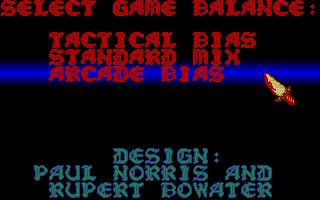 Wicked (Atari ST) screenshot: Menu for game focus