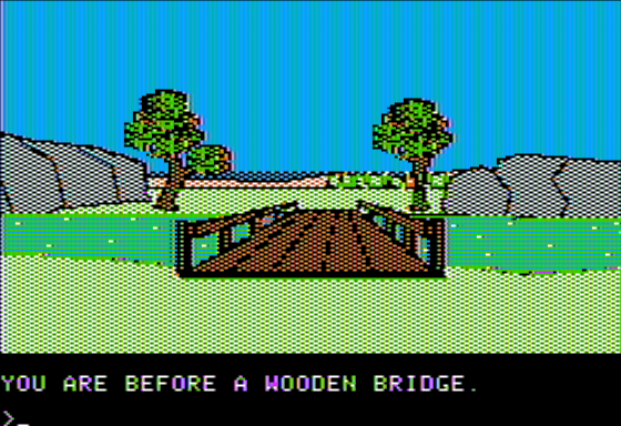 Dark Lord (Apple II) screenshot: Encountering a Bridge