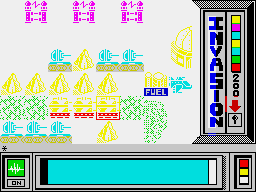 Invasion (ZX Spectrum) screenshot: White background - and enemy charge
