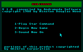 Star Command (Atari ST) screenshot: Menu