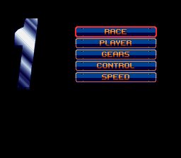 Top Gear 2 (SNES) screenshot: This mode select screen adjust your preferences to the race.