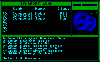 Star Command (Atari ST) screenshot: Cool! I get that "Panzerjaeger" rocket launcher for my Marine