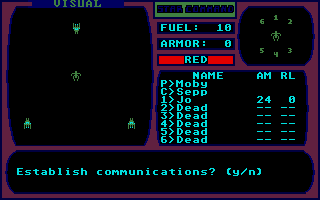 Star Command (Atari ST) screenshot: Red alert! Three freighters surrounding my ship