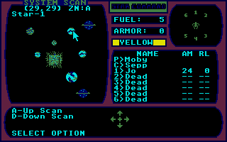 Star Command (Atari ST) screenshot: Scanning