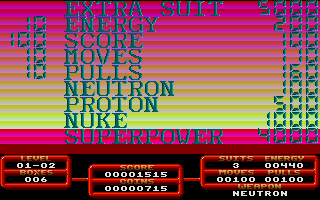 Oxxonian (Atari ST) screenshot: Level finish statistic and bonus points