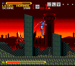 Super Valis IV (SNES) screenshot: Fighting some flies