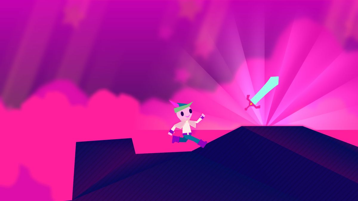 Wandersong (Windows) screenshot: Discovering a sword in the introduction sequence.