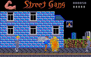 Street Gang (Atari ST) screenshot: A jogger with pepper spray gets vaporized