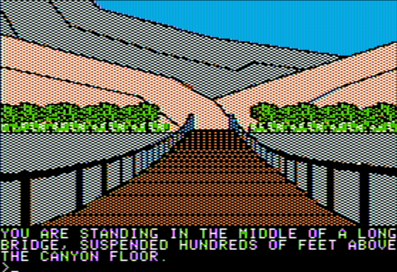 Dark Lord (Apple II) screenshot: A Rope Bridge