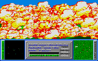Skyblaster (Atari ST) screenshot: Outch! They hit me. Quite a big explosion ...
