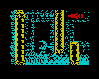 International Ninja Rabbits (ZX Spectrum) screenshot: Eat my fist mole!