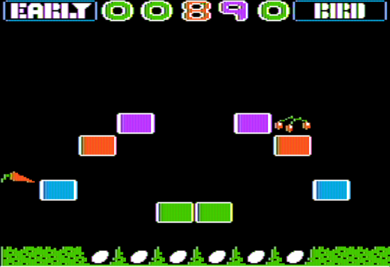 Early Bird (Apple II) screenshot: Carrots and Cherries on Stage 2