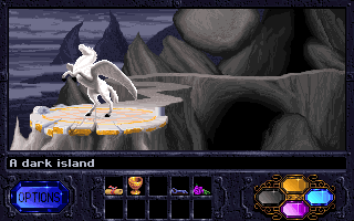 Fables & Fiends: The Legend of Kyrandia - Book One (DOS) screenshot: The Pegasus has landed!