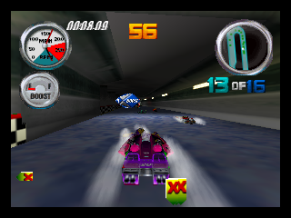 Hydro Thunder (Nintendo 64) screenshot: End of tunnel is near