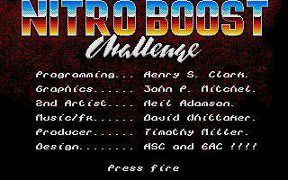 Nitro Boost Challenge (Atari ST) screenshot: Credits