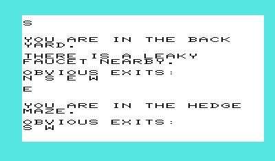 The Miser's House (VIC-20) screenshot: The hedge maze is confusing to navigate.