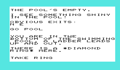 The Miser's House (VIC-20) screenshot: Another treasure, this time a diamond ring.