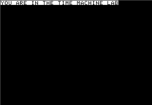Time Traveler (Apple II) screenshot: The game starts in the laboratory of the Time Machine.