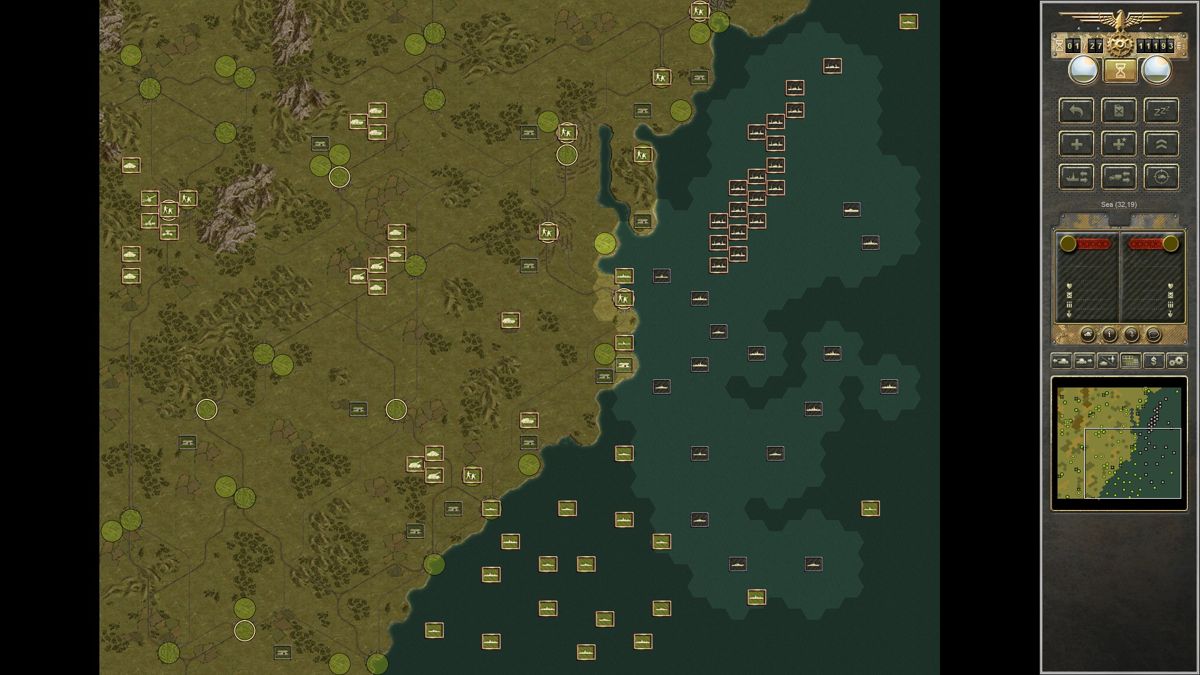 Panzer Corps: Wehrmacht (Windows) screenshot: Tactical map of U.S. east coast invasion